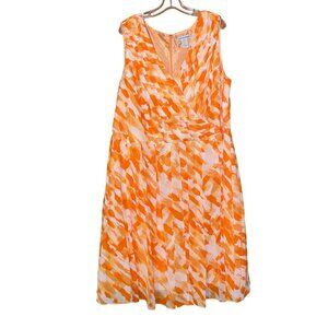 Jessica London Womens Sleeveless Orange Geometric Print Dress Size 24